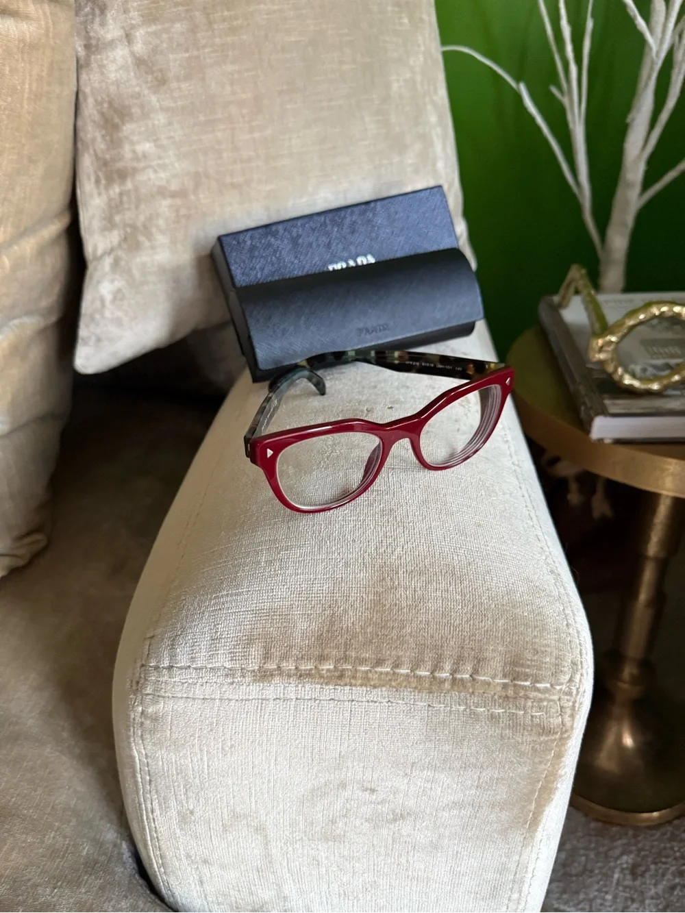 Prada VPR 21S USH 101 Burgundy Red Tortoise Eyeglass Frames 51-19-140 w/Box/Cas